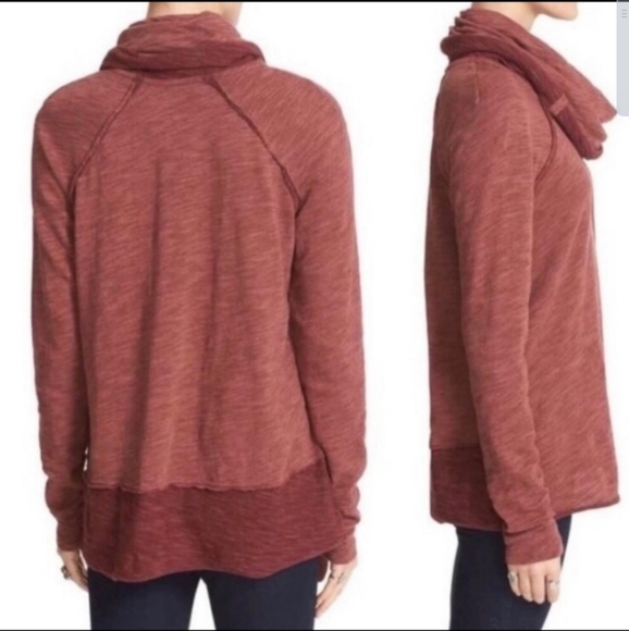 NWOT Free People Beach Burnt Orange Cowls Neck Longsleeve - Picture 2 of 7